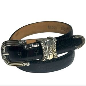 Brighton Black Leather Belt with Silver Buckle